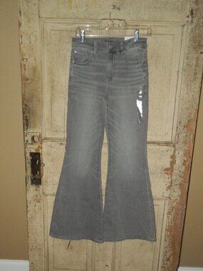 American Eagle Festival Flare Next Level Gray Jeans Sz 6 (W-27)